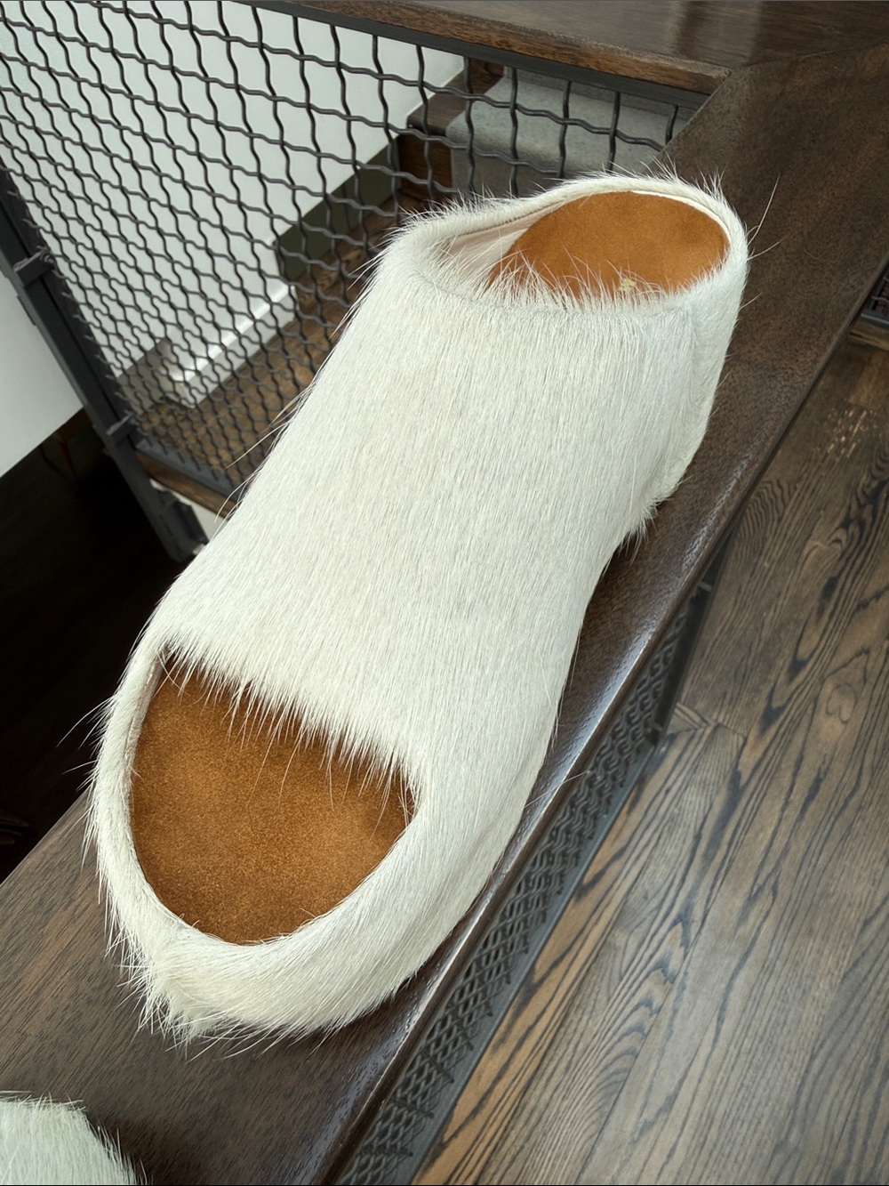 NWT Marni White REAL Calf Hair Platform Clog Mules - Picture 6 of 12